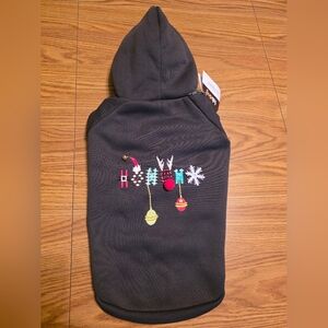 Holiday Dark Gray Dog Hoodie with Embroidery